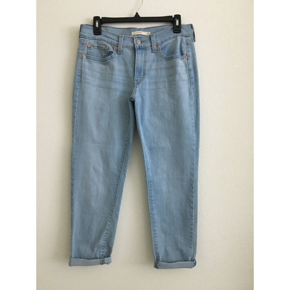 Levi's Boyfriend Jeans Womens 27 Light Wash Stretch Cropped Cuffed Denim